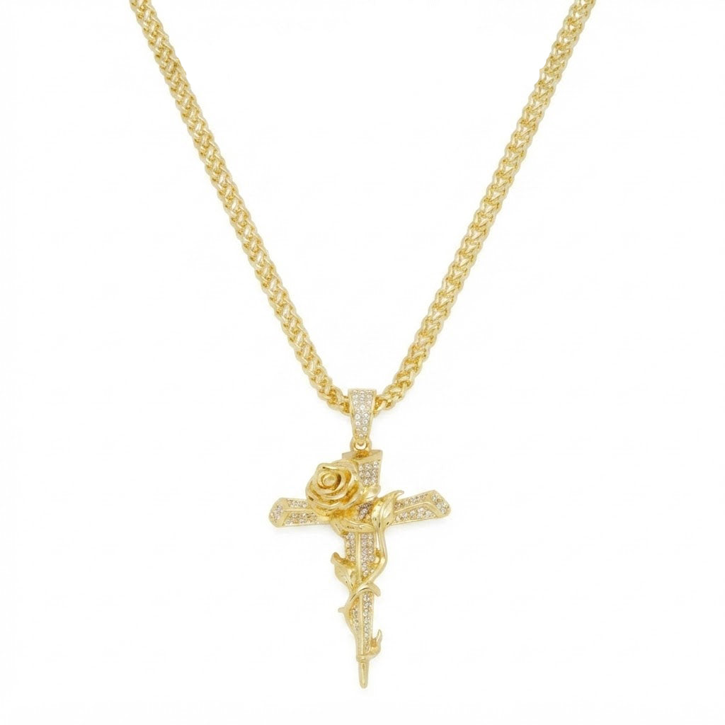 Rose Cross Diamond Pendant