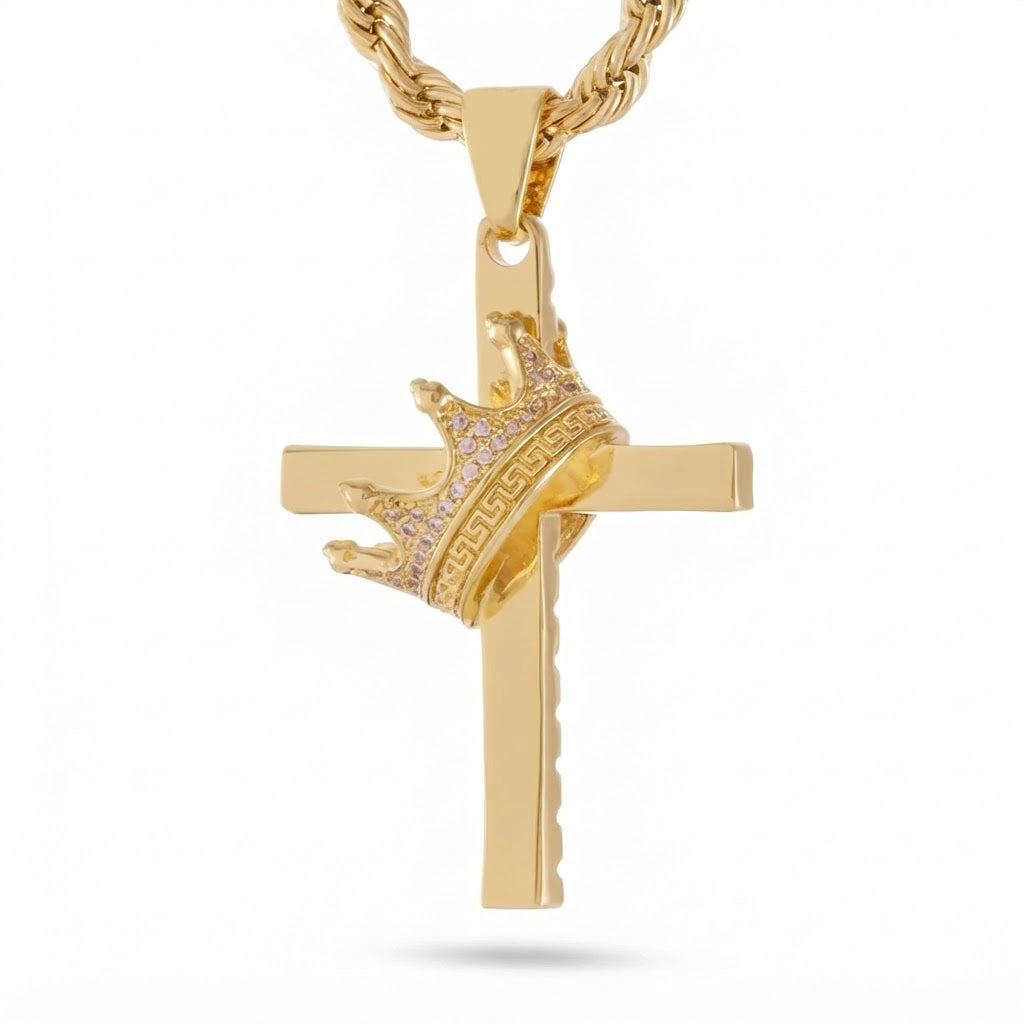 Crown Cross Diamond Pendant