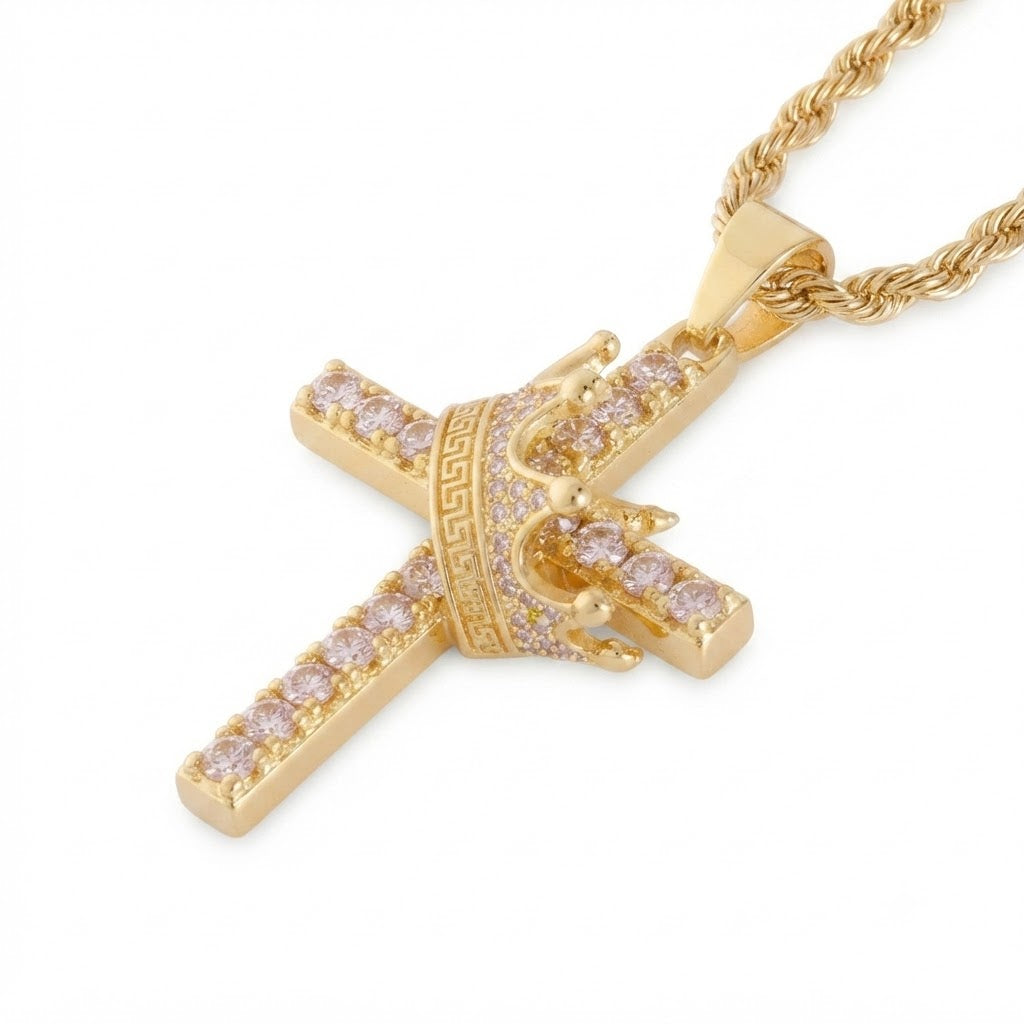 Crown Cross Diamond Pendant