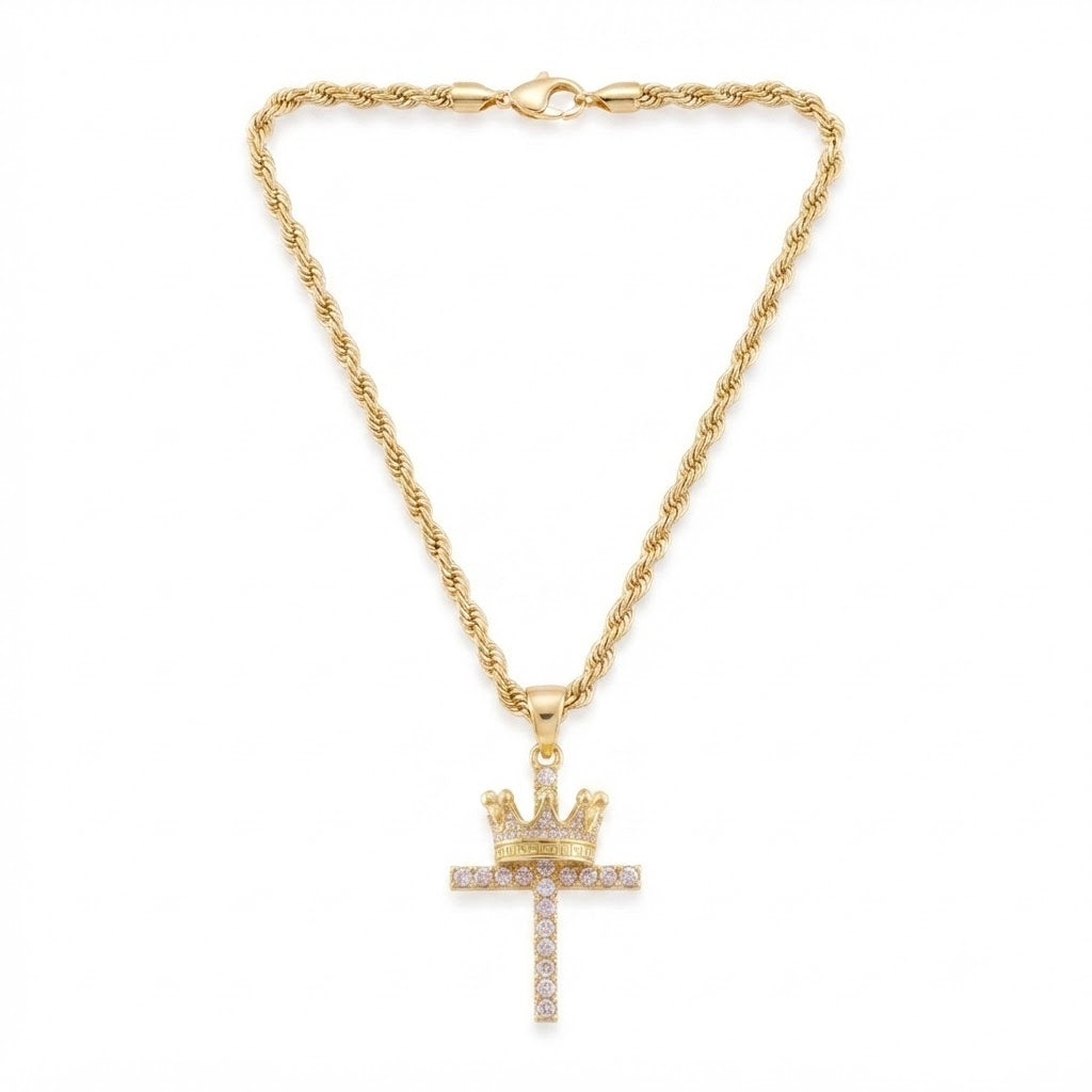 Crown Cross Diamond Pendant
