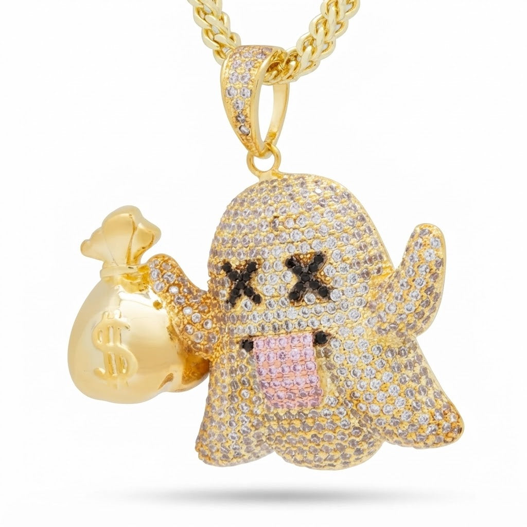 Iced-Out Money Bag Pendant