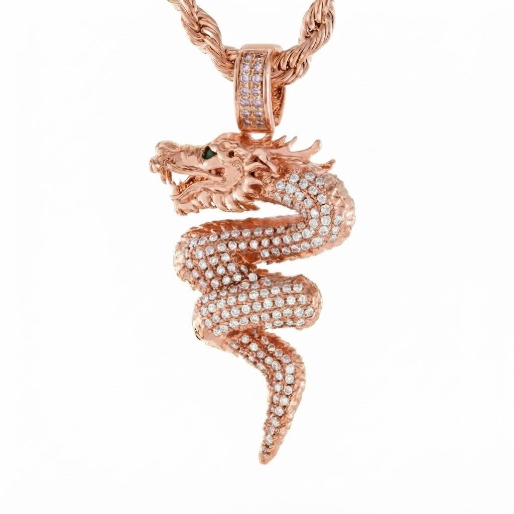 Iced Dragon Diamond Pendant