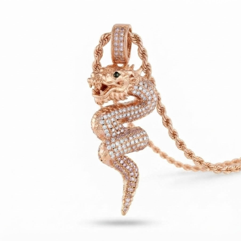 Iced Dragon Diamond Pendant