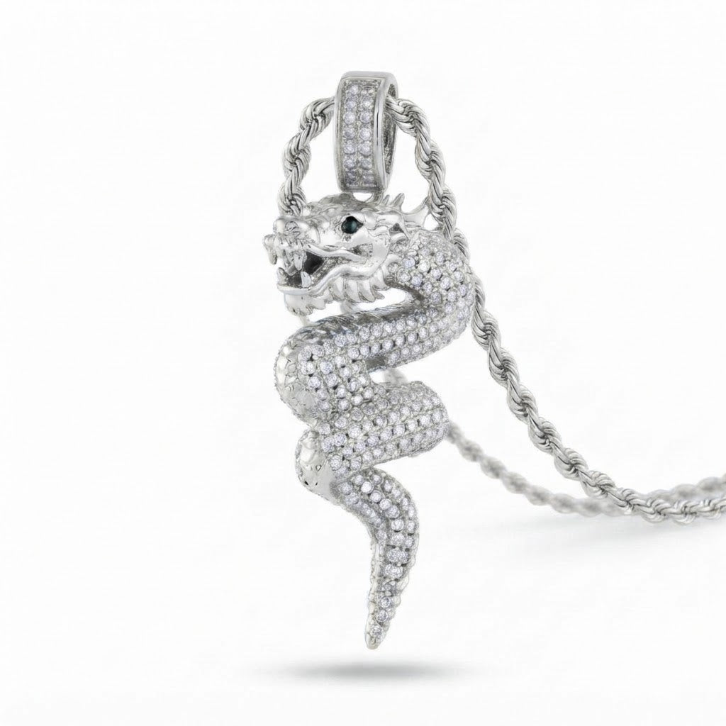 Iced Dragon Diamond Pendant