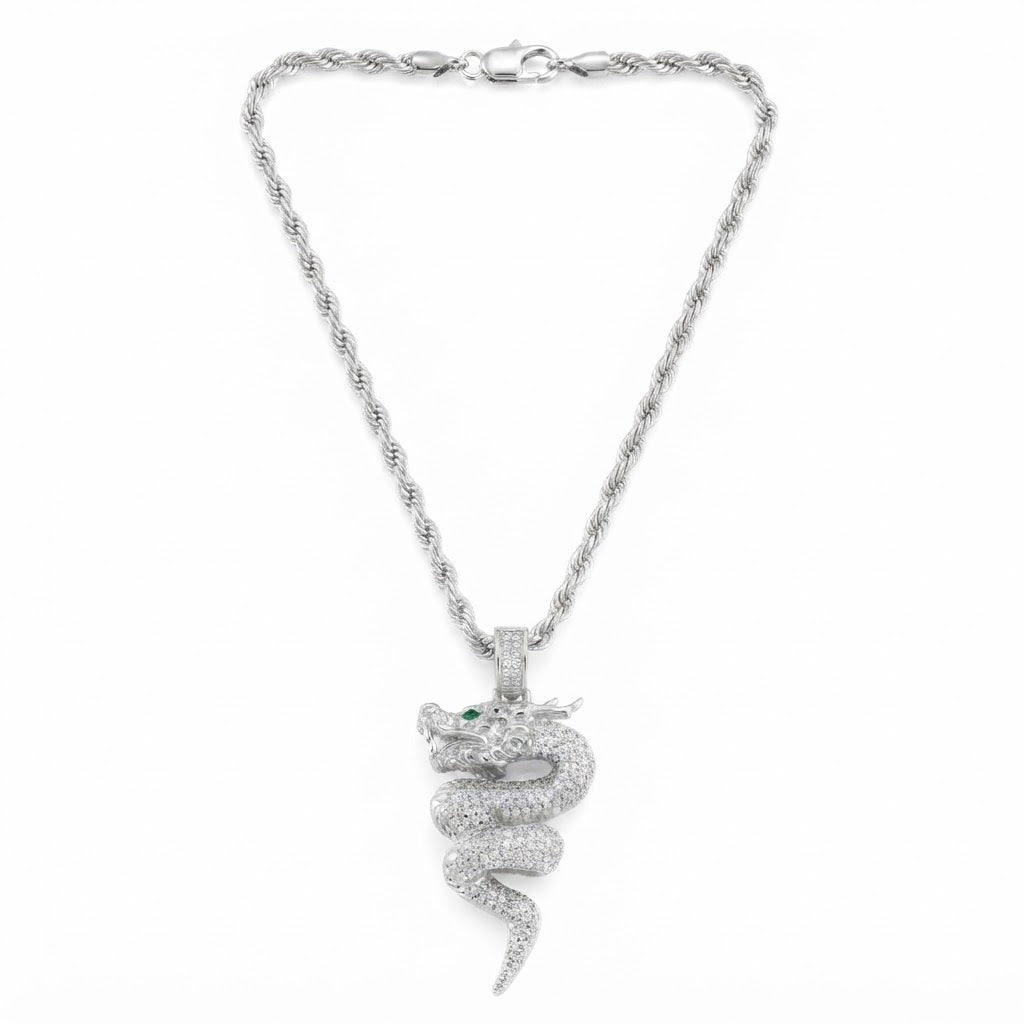 Iced Dragon Diamond Pendant
