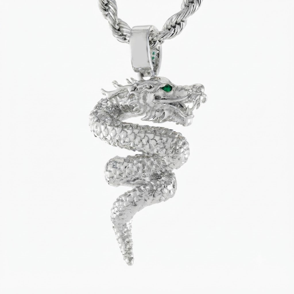 Iced Dragon Diamond Pendant