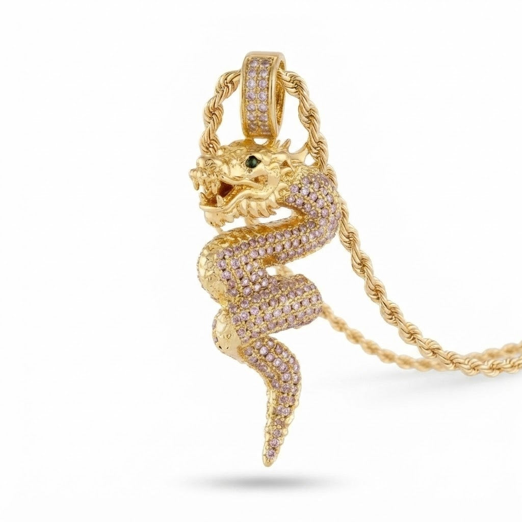 Iced Dragon Diamond Pendant