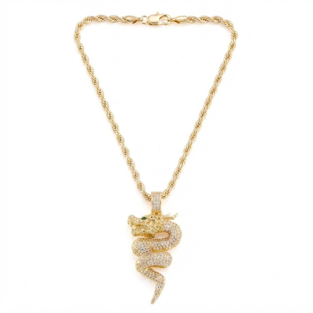 Iced Dragon Diamond Pendant