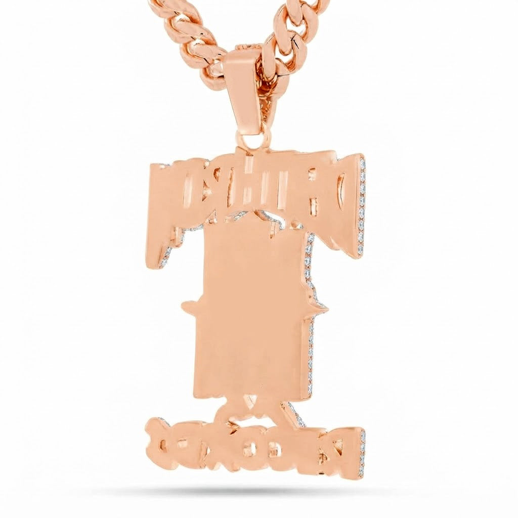 Detroit Records Name Diamond Pendant