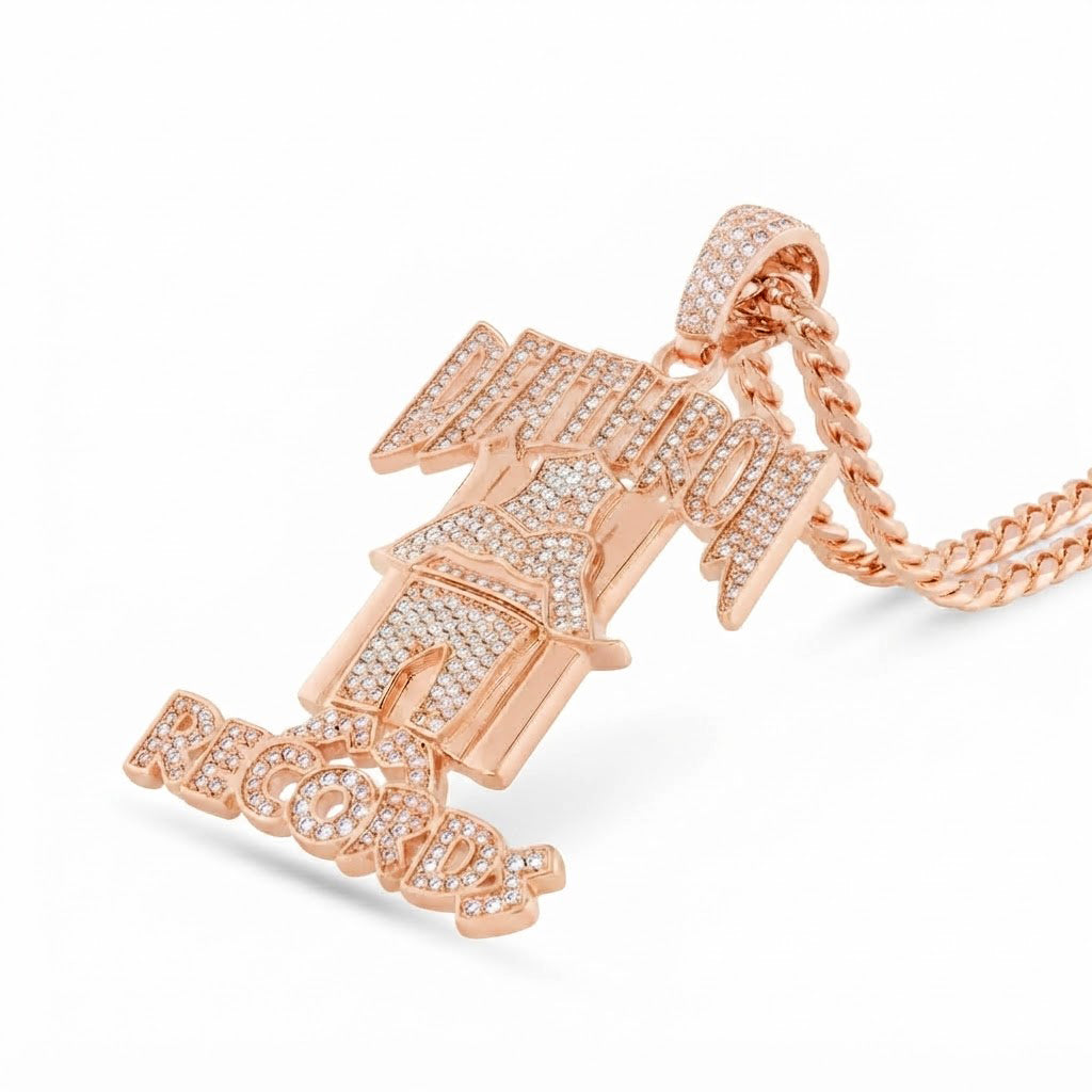 Detroit Records Name Diamond Pendant
