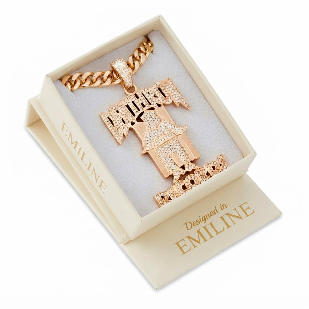 Detroit Records Name Diamond Pendant