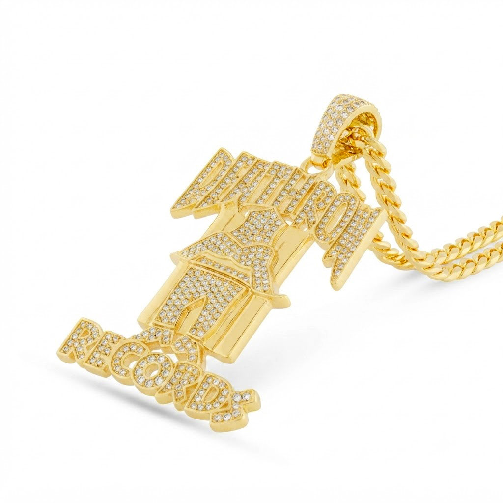 Detroit Records Name Diamond Pendant