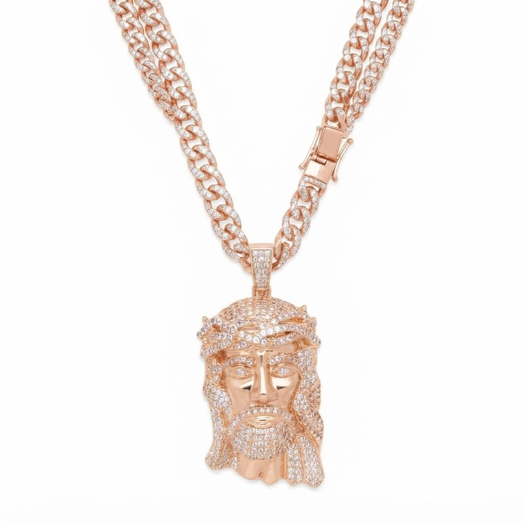 Iced Out Christ Portrait Pendant