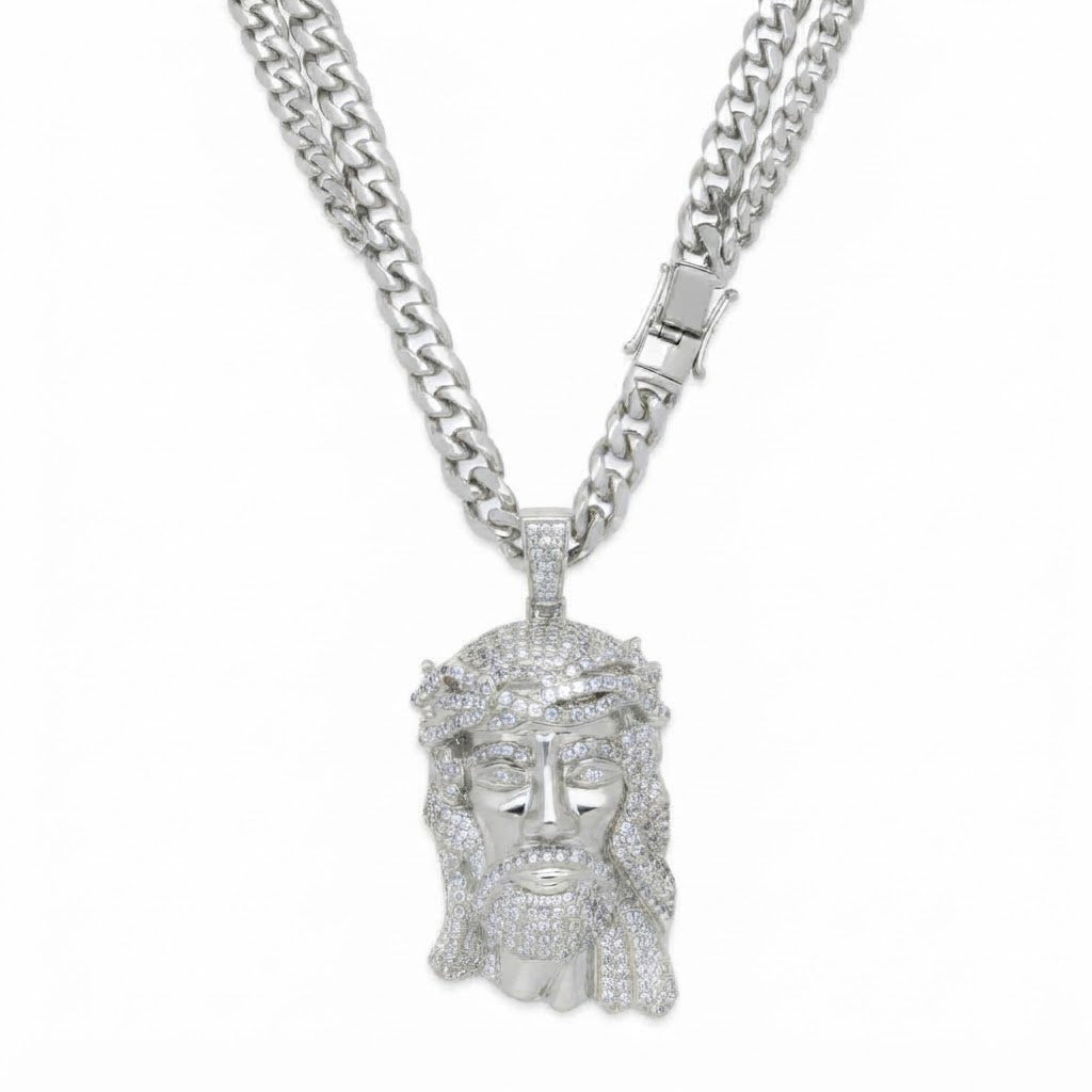 Iced Out Christ Portrait Pendant