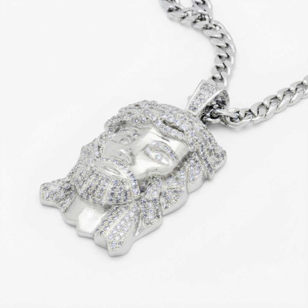 Iced Out Christ Portrait Pendant