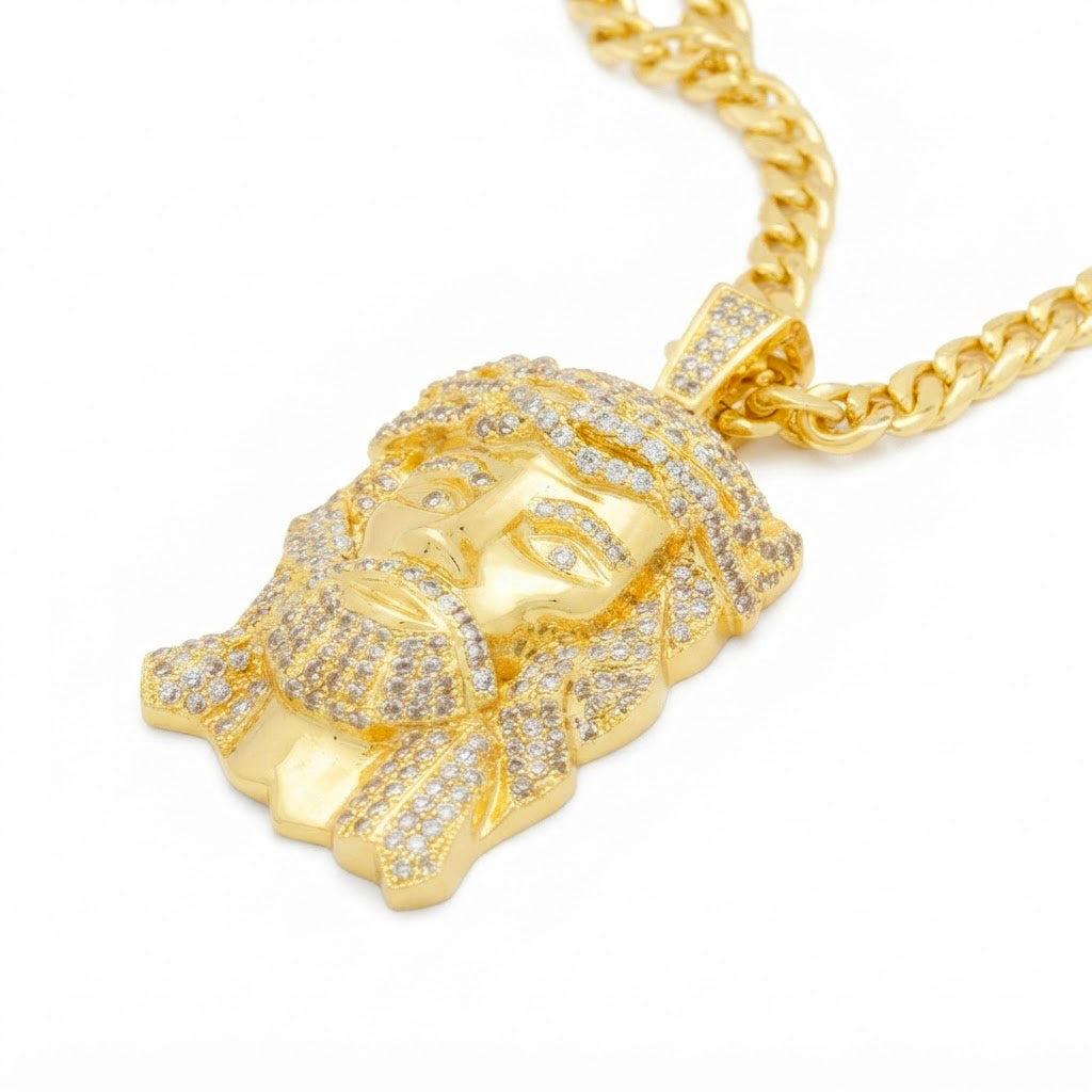 Iced Out Christ Portrait Pendant