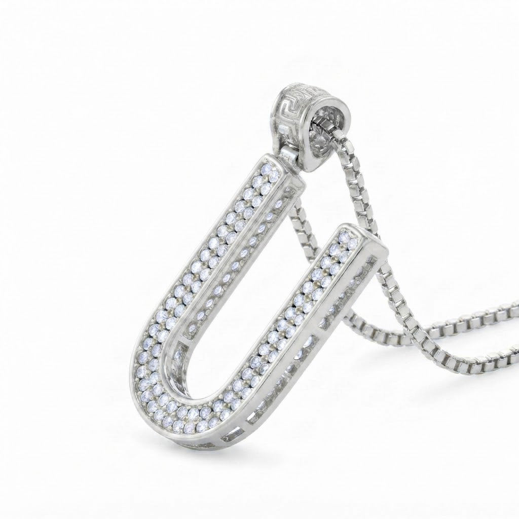 Iced U-Hoop Diamond Pendant