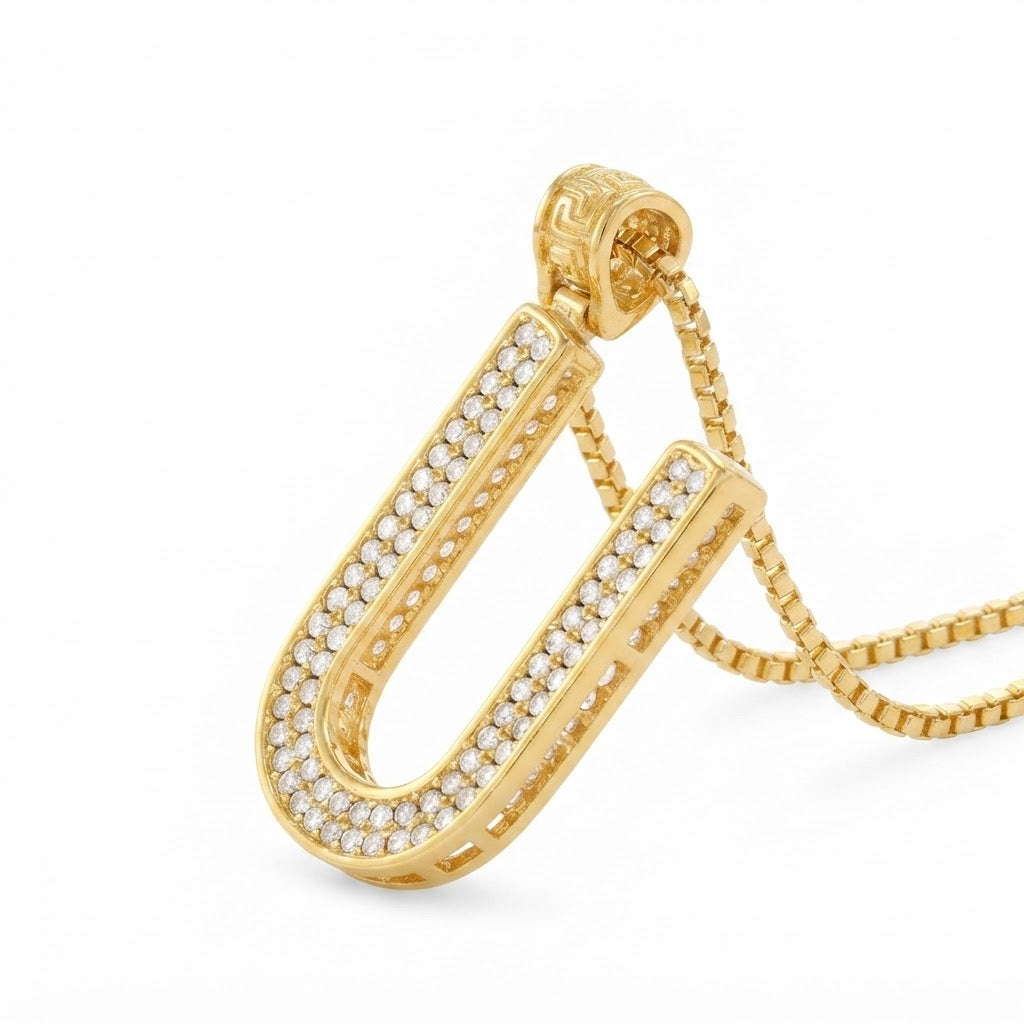 Iced U-Hoop Diamond Pendant