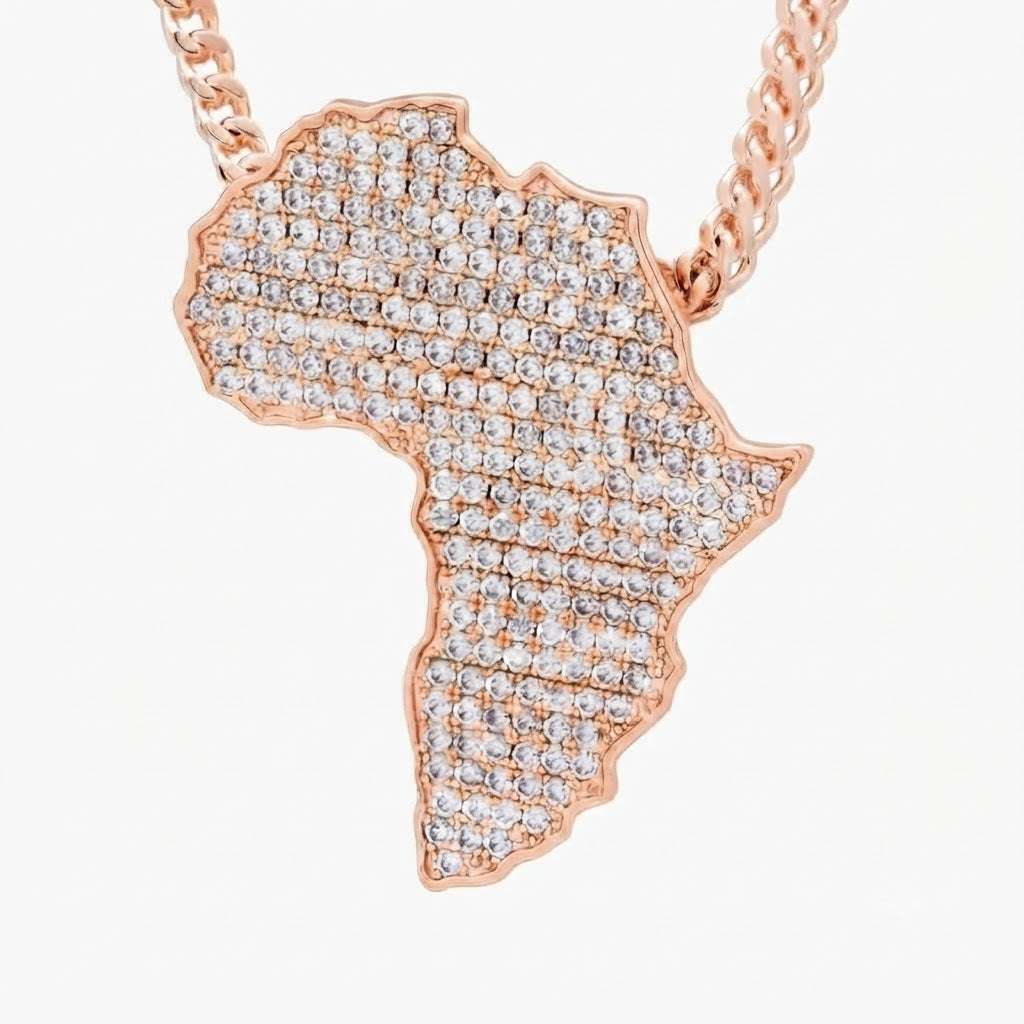 Iced America Map Diamond Pendant