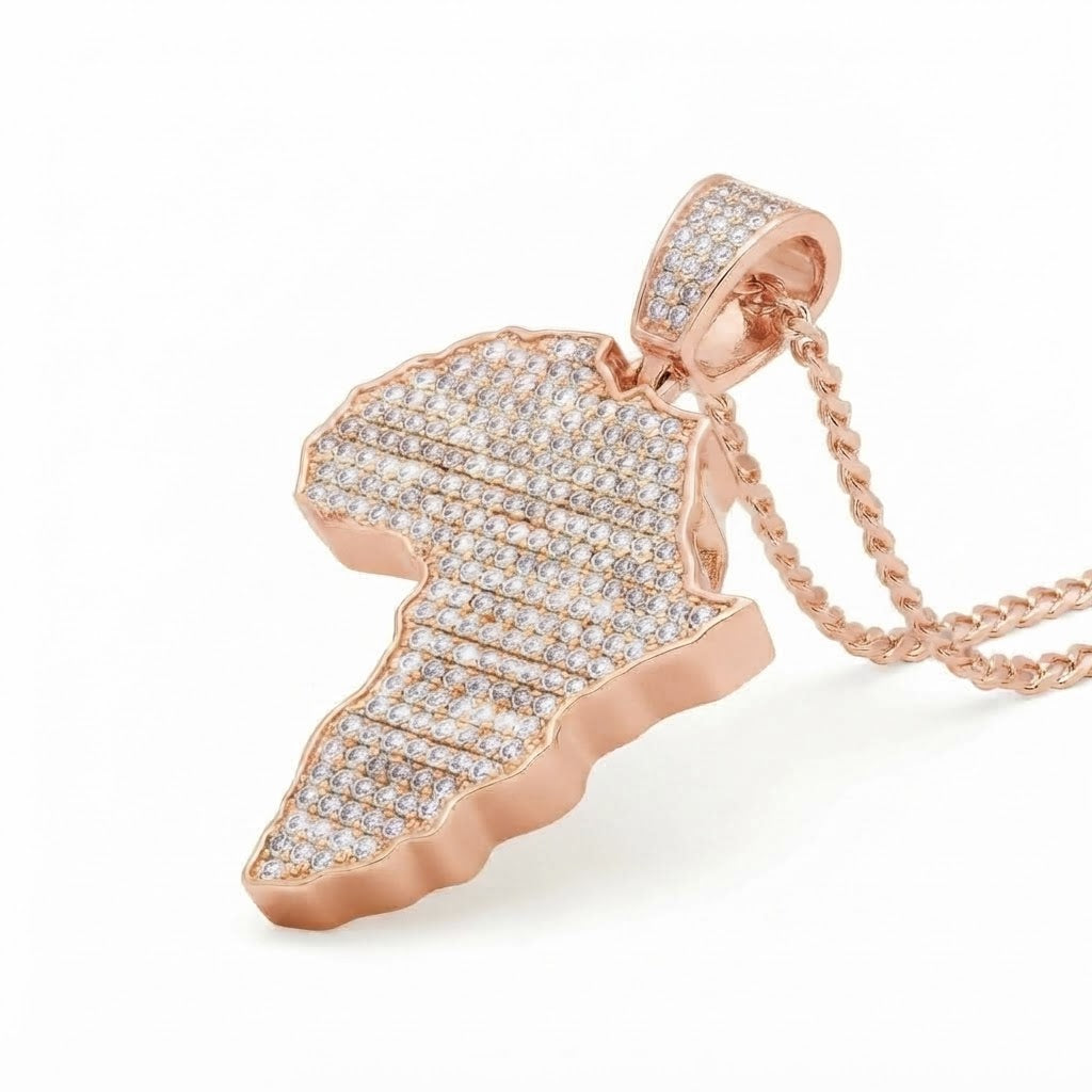 Iced America Map Diamond Pendant