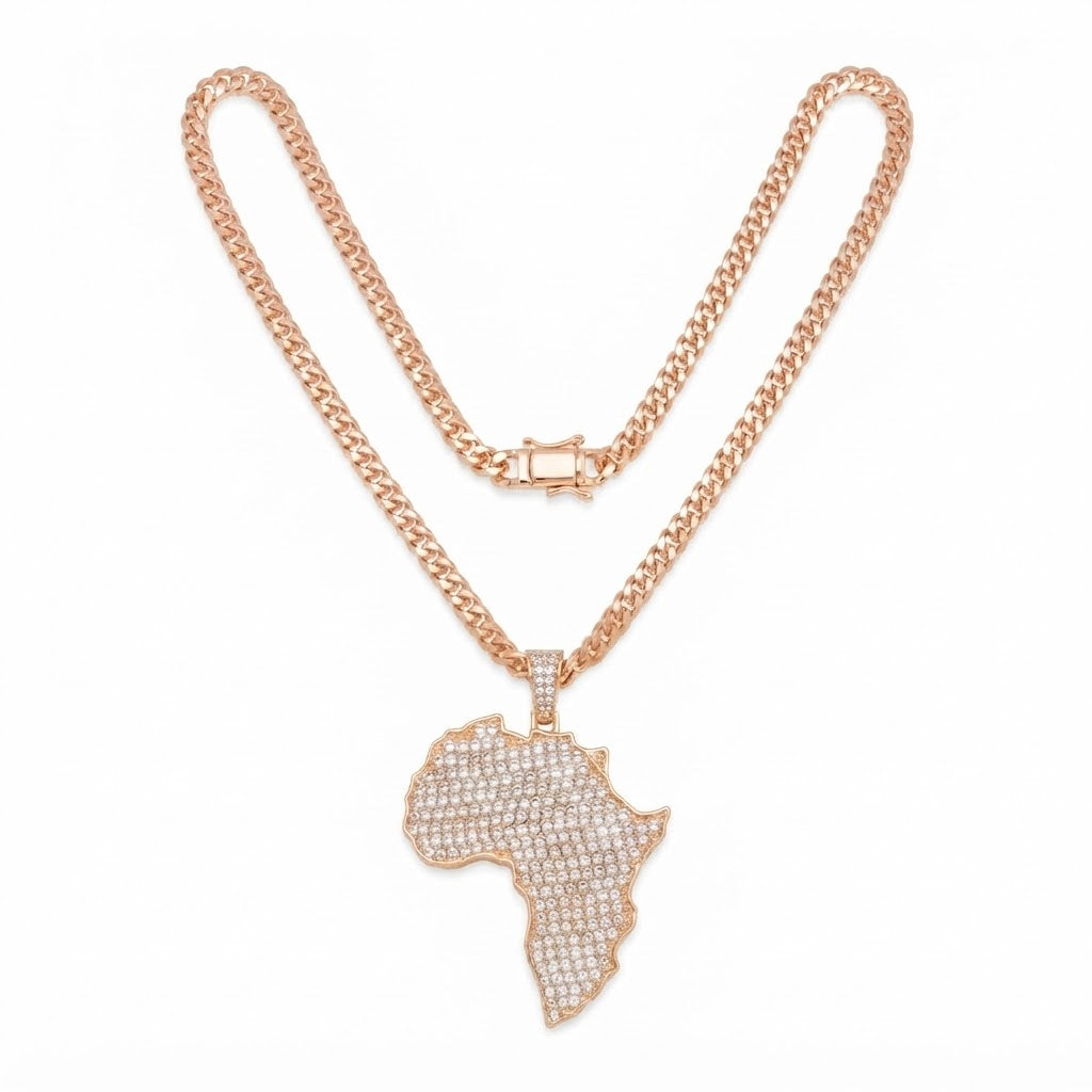 Iced America Map Diamond Pendant