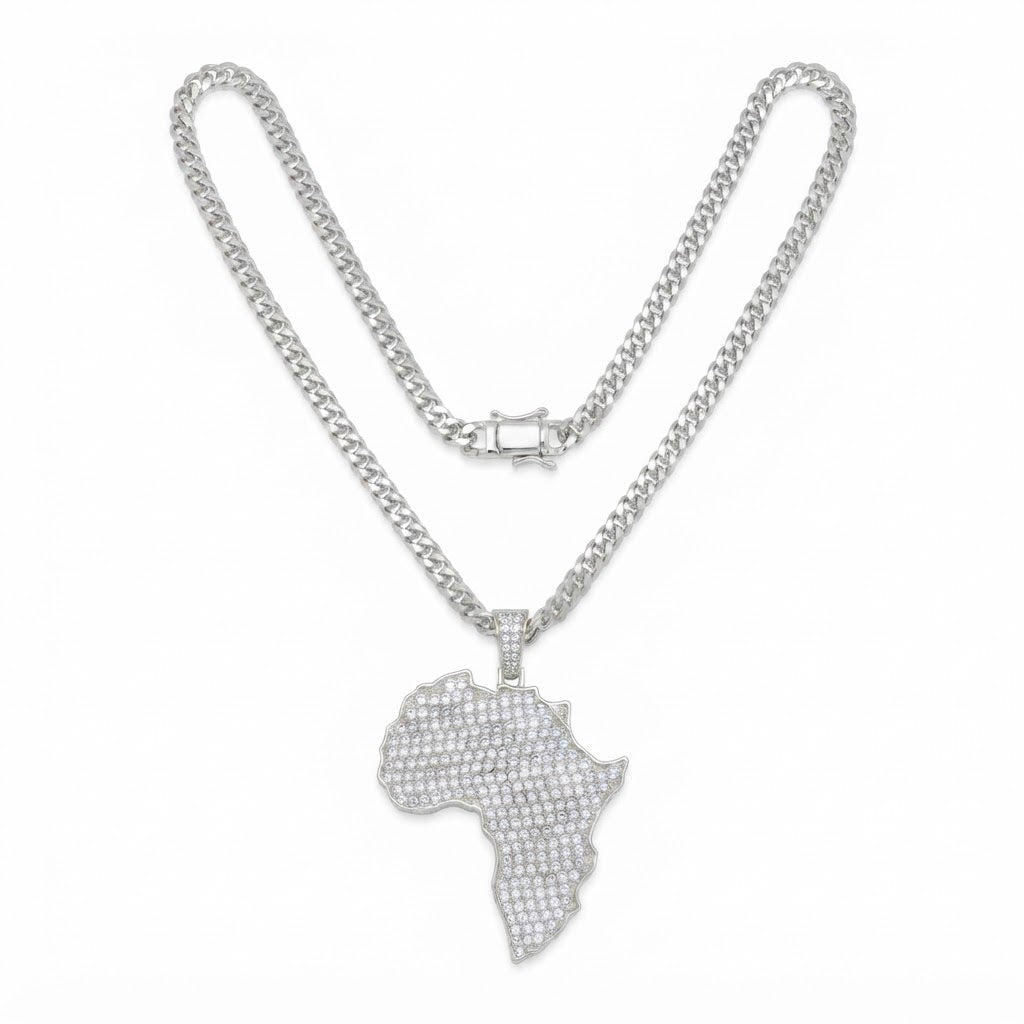 Iced America Map Diamond Pendant