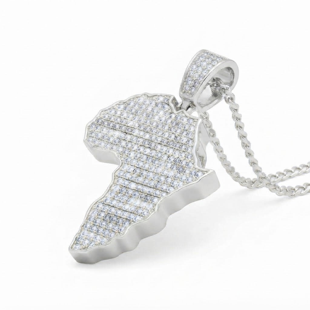 Iced America Map Diamond Pendant