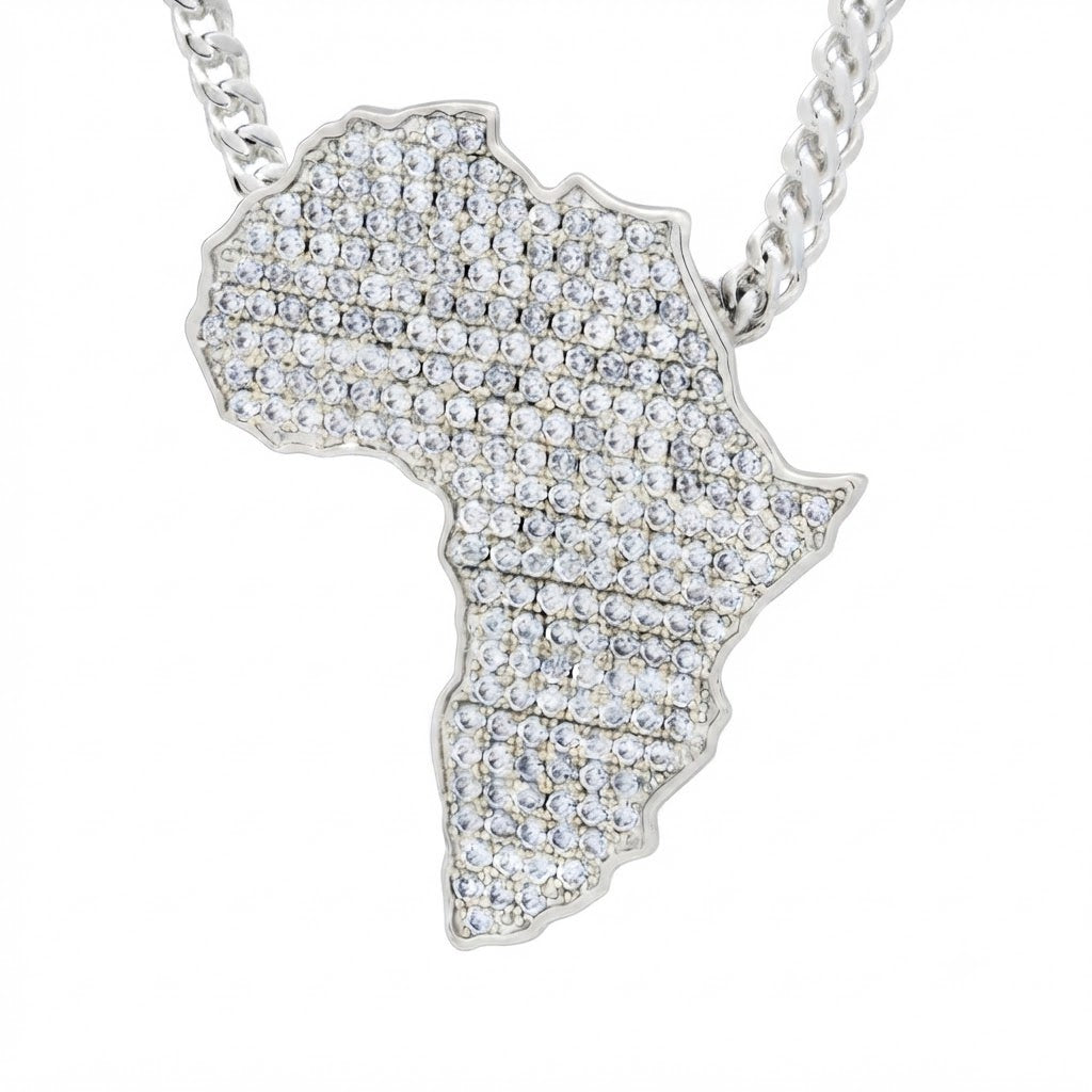 Iced America Map Diamond Pendant