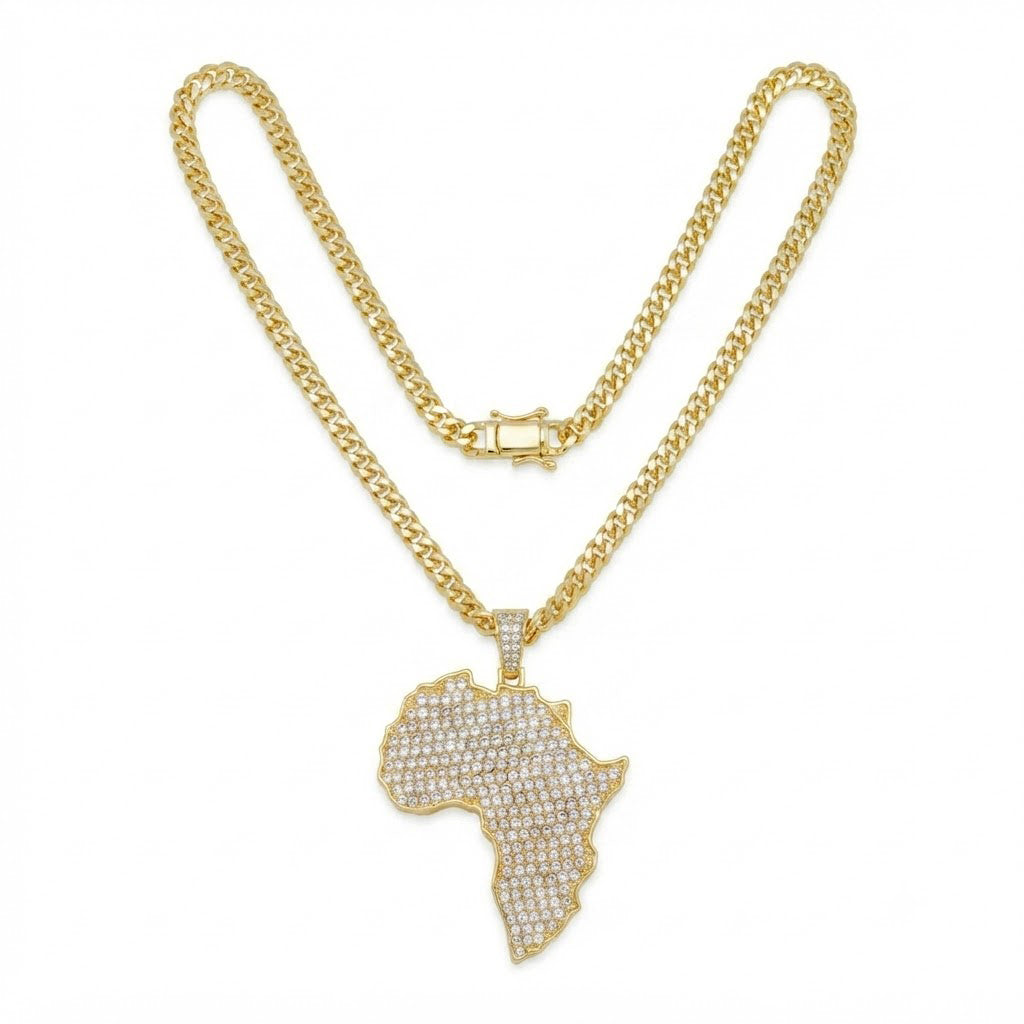 Iced America Map Diamond Pendant