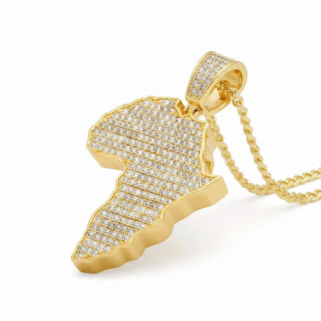 Iced America Map Diamond Pendant