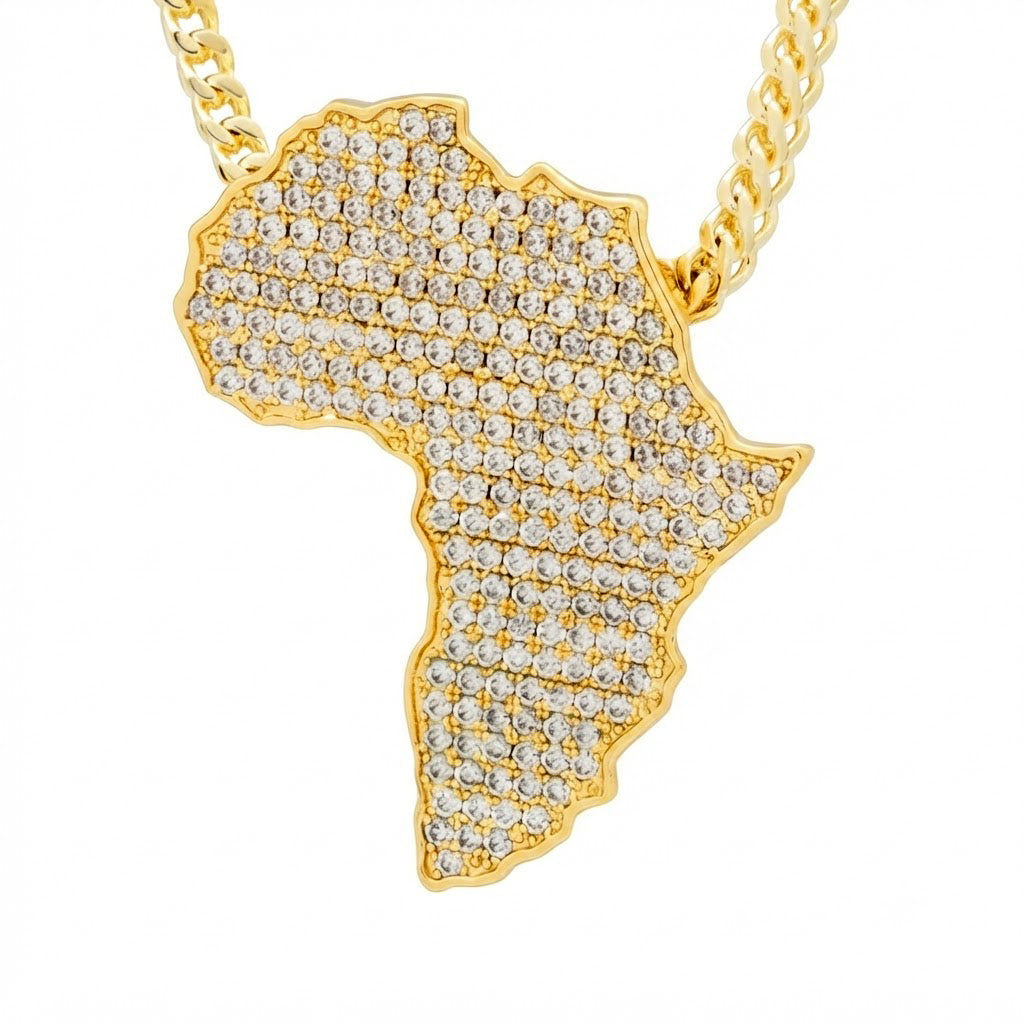 Iced America Map Diamond Pendant