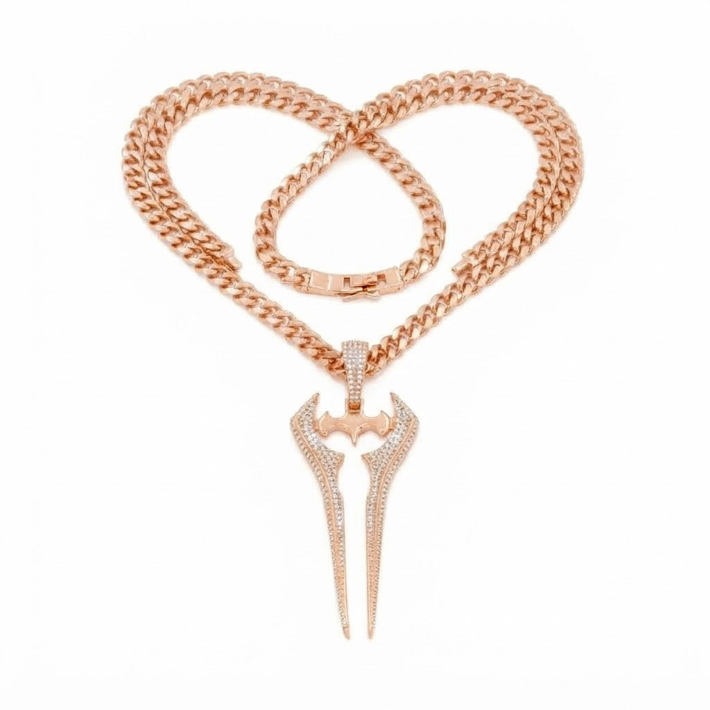 Iced Out Twin Blade Pendant