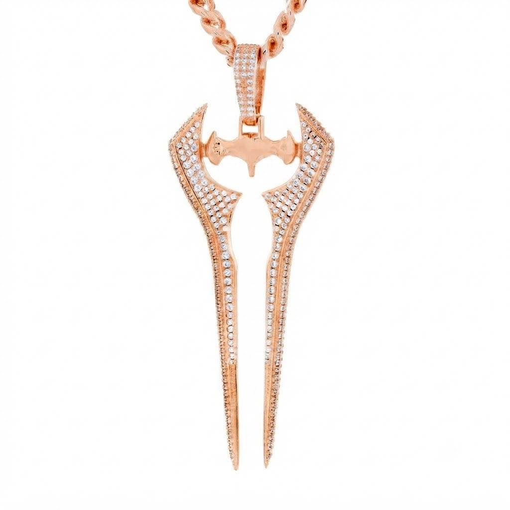 Iced Out Twin Blade Pendant