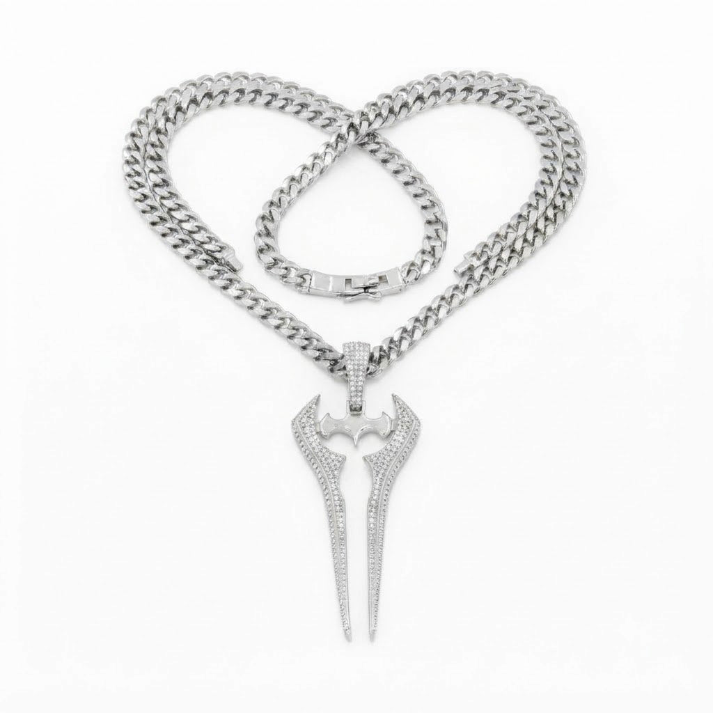 Iced Out Twin Blade Pendant