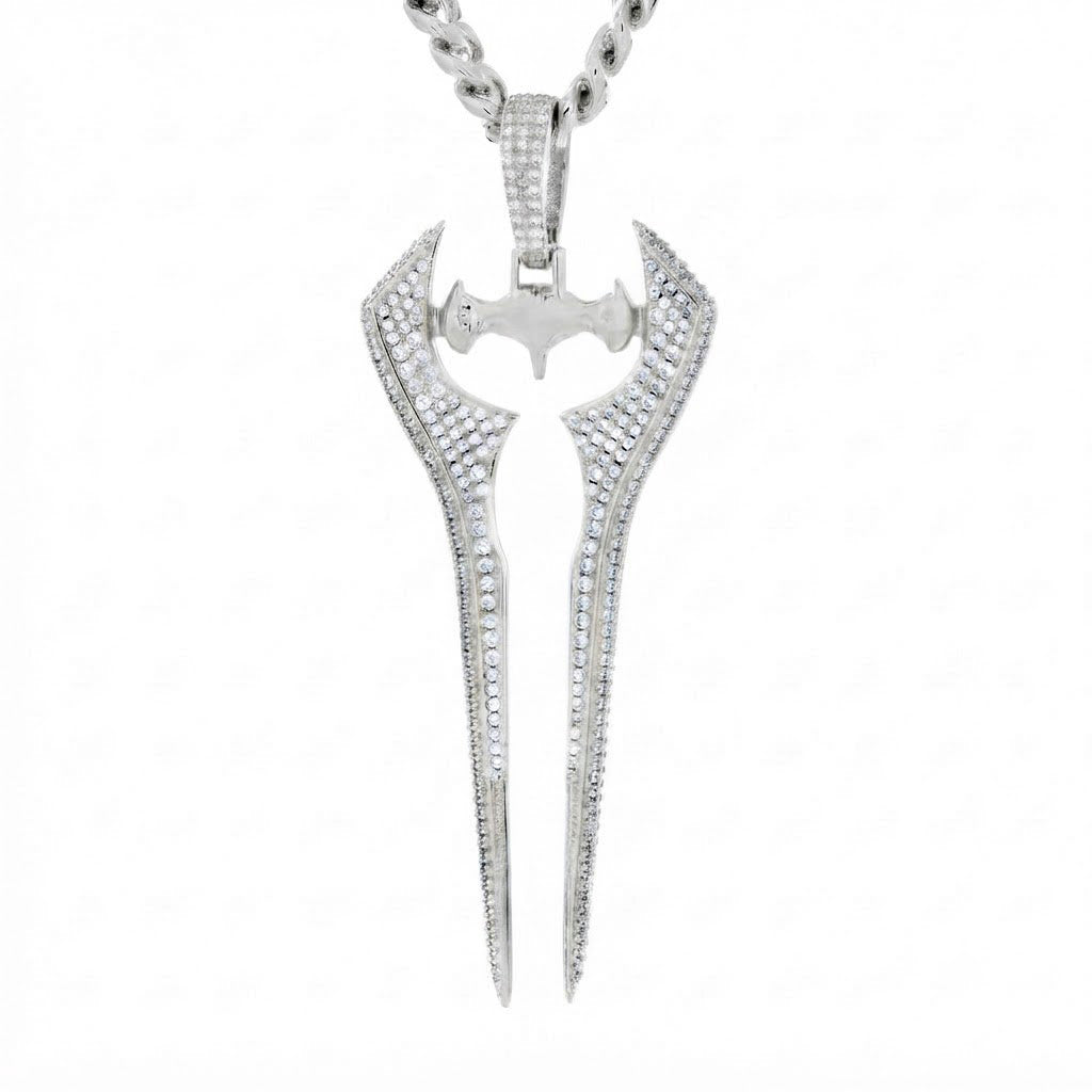 Iced Out Twin Blade Pendant