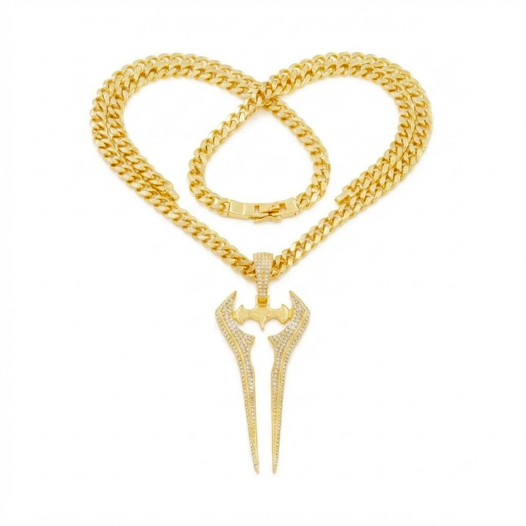 Iced Out Twin Blade Pendant