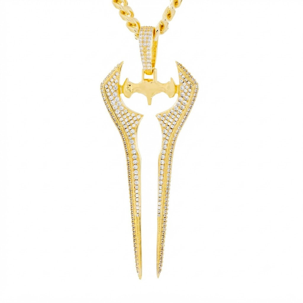 Iced Out Twin Blade Pendant