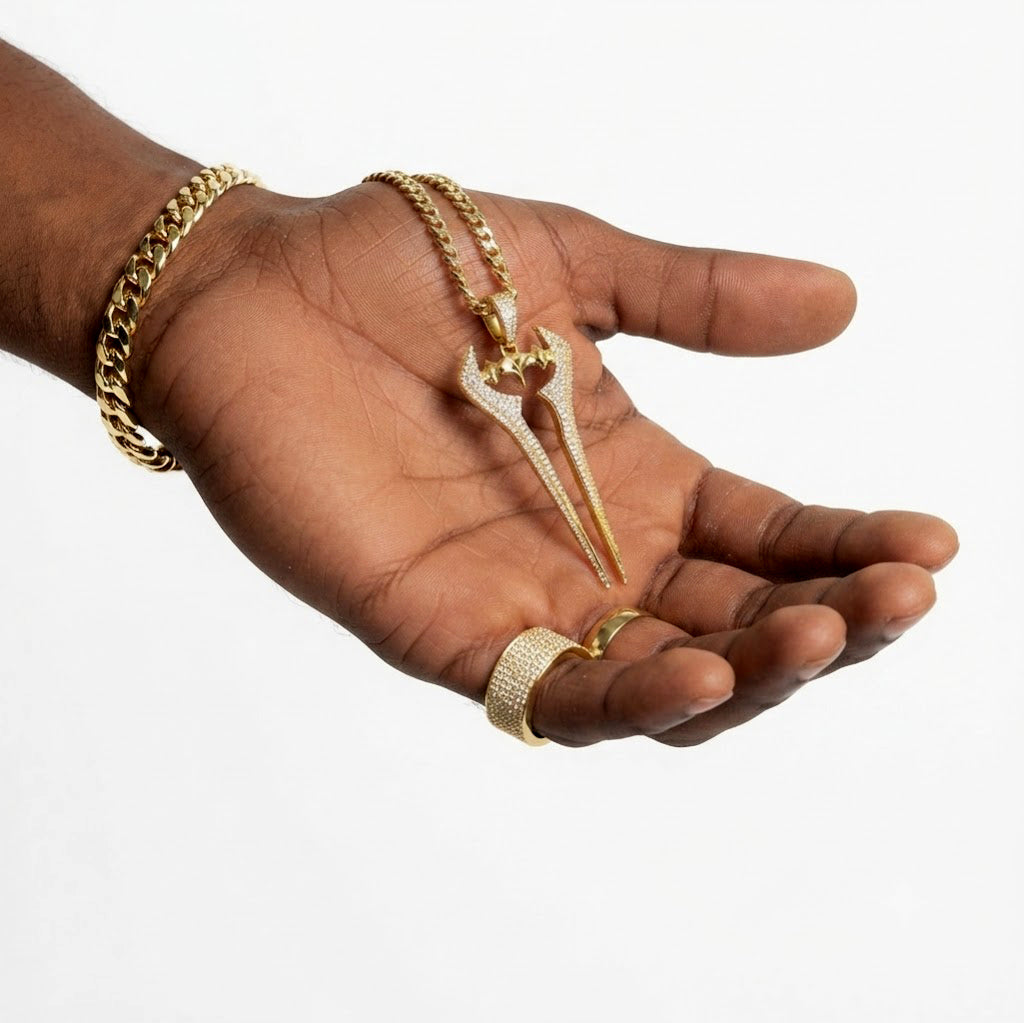 Iced Out Twin Blade Pendant