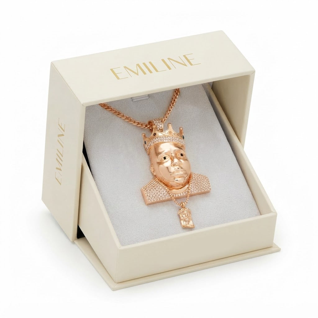 Crowned King Face Diamond Pendant