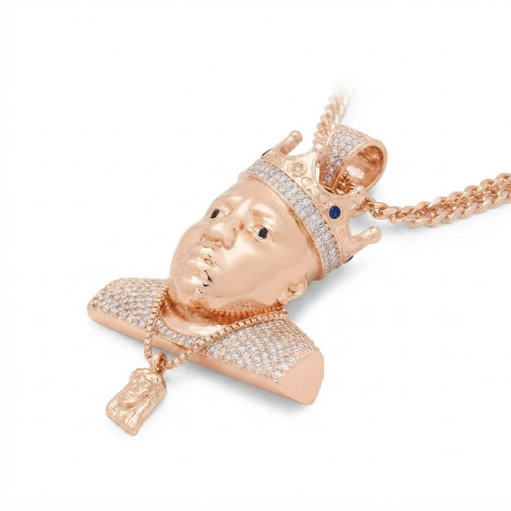 Crowned King Face Diamond Pendant
