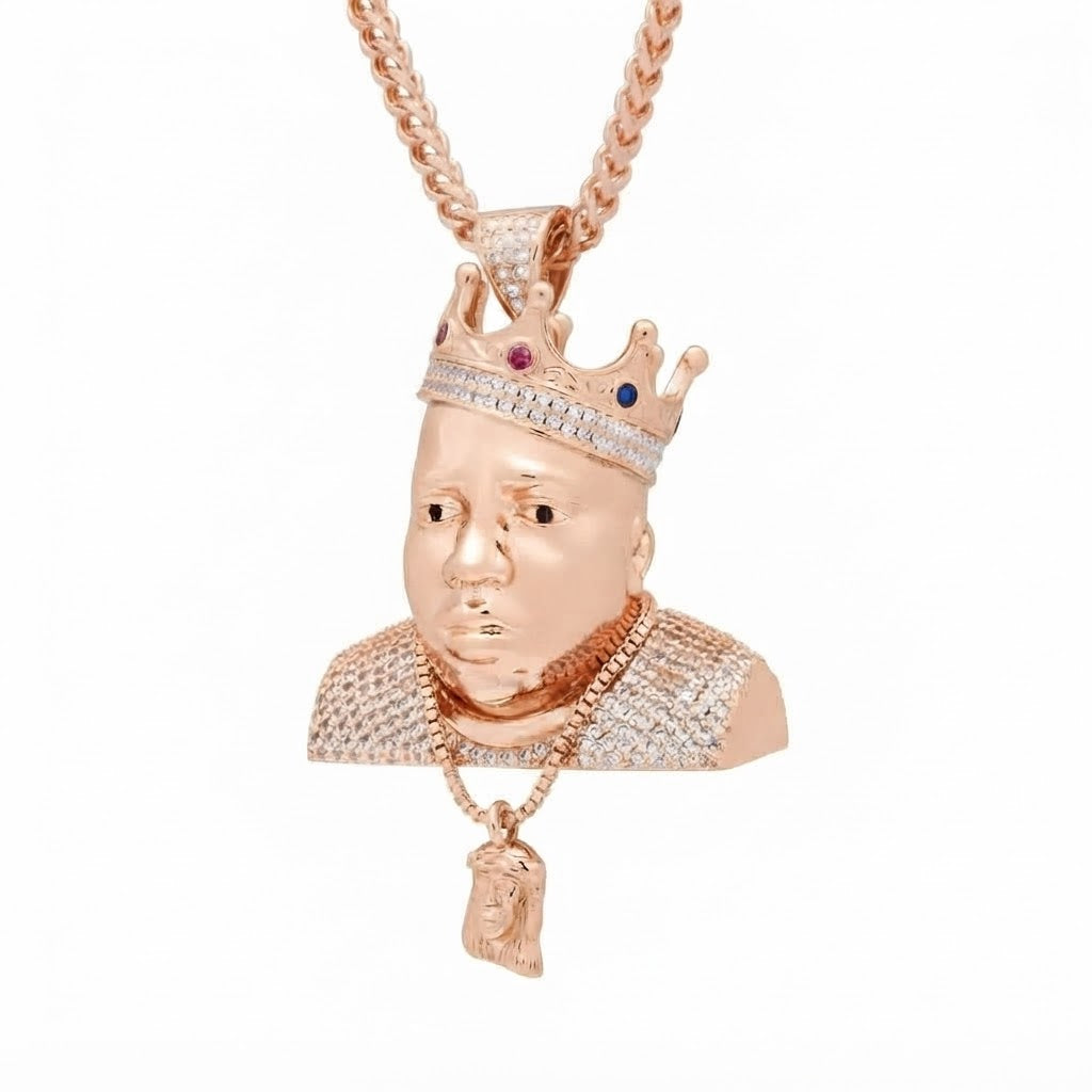 Crowned King Face Diamond Pendant