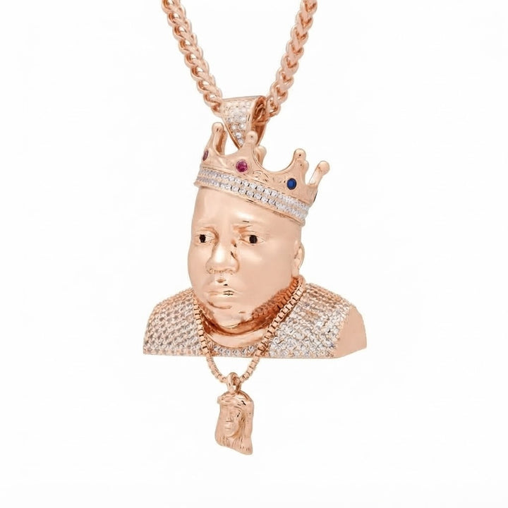 Crowned King Face Diamond Pendant