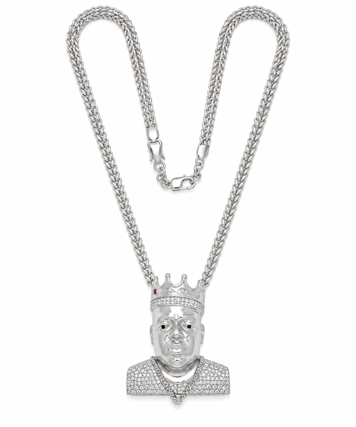 Crowned King Face Diamond Pendant