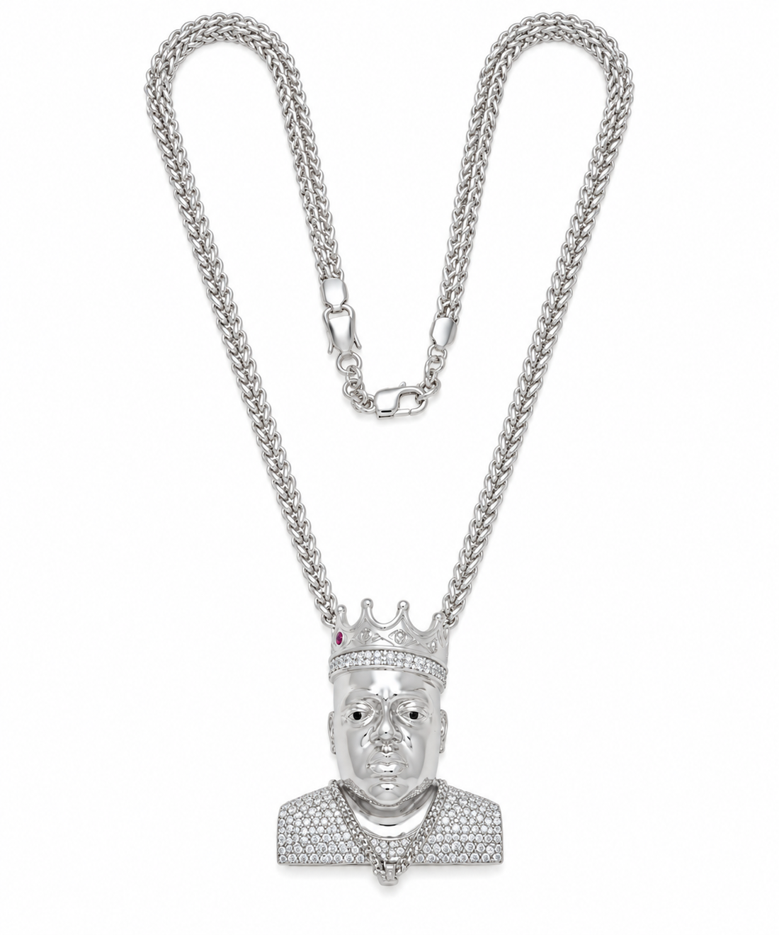 Crowned King Face Diamond Pendant