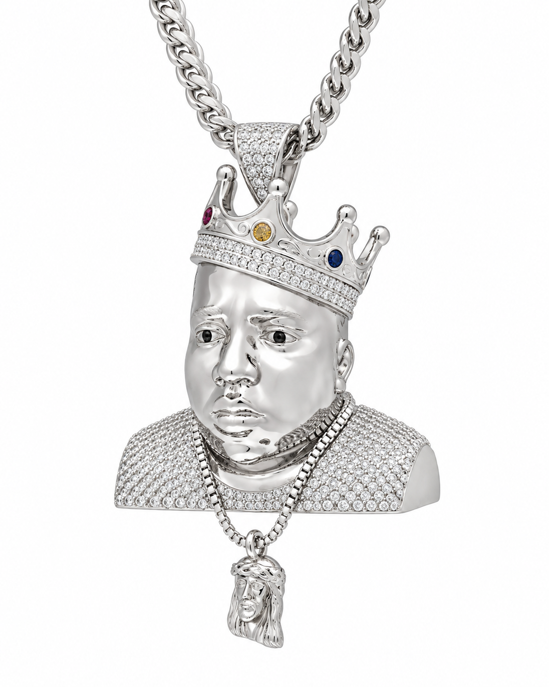 Crowned King Face Diamond Pendant