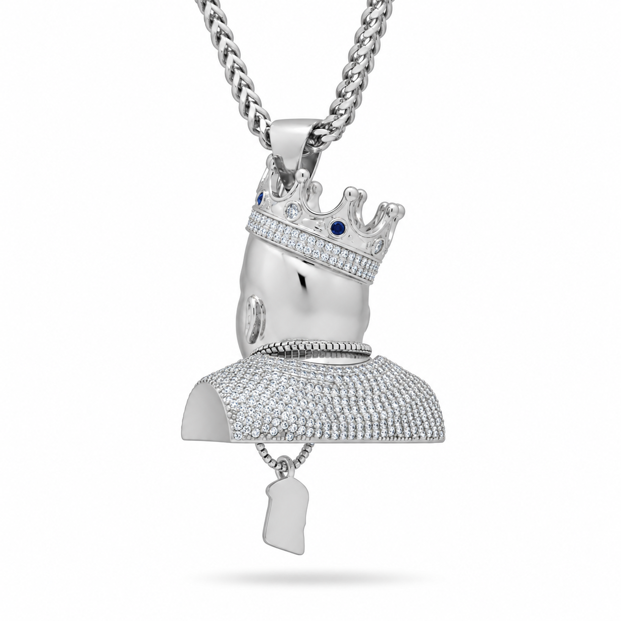 Crowned King Face Diamond Pendant