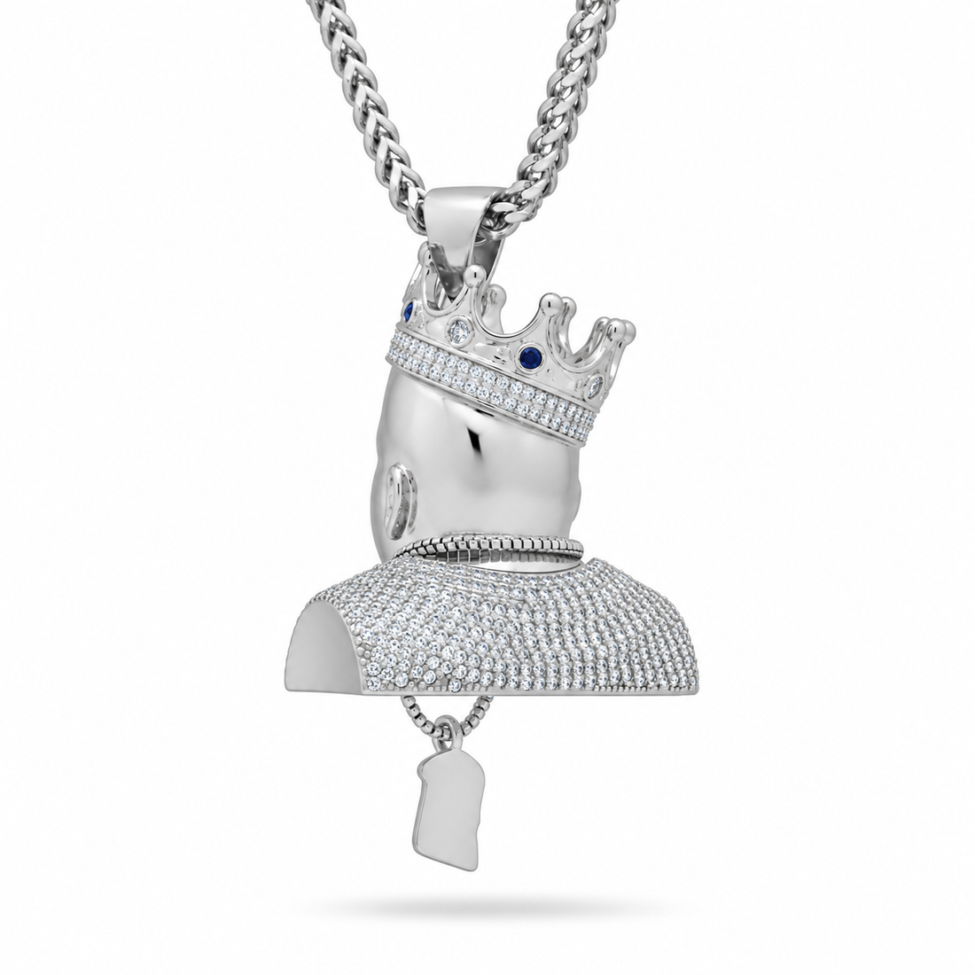 Crowned King Face Diamond Pendant