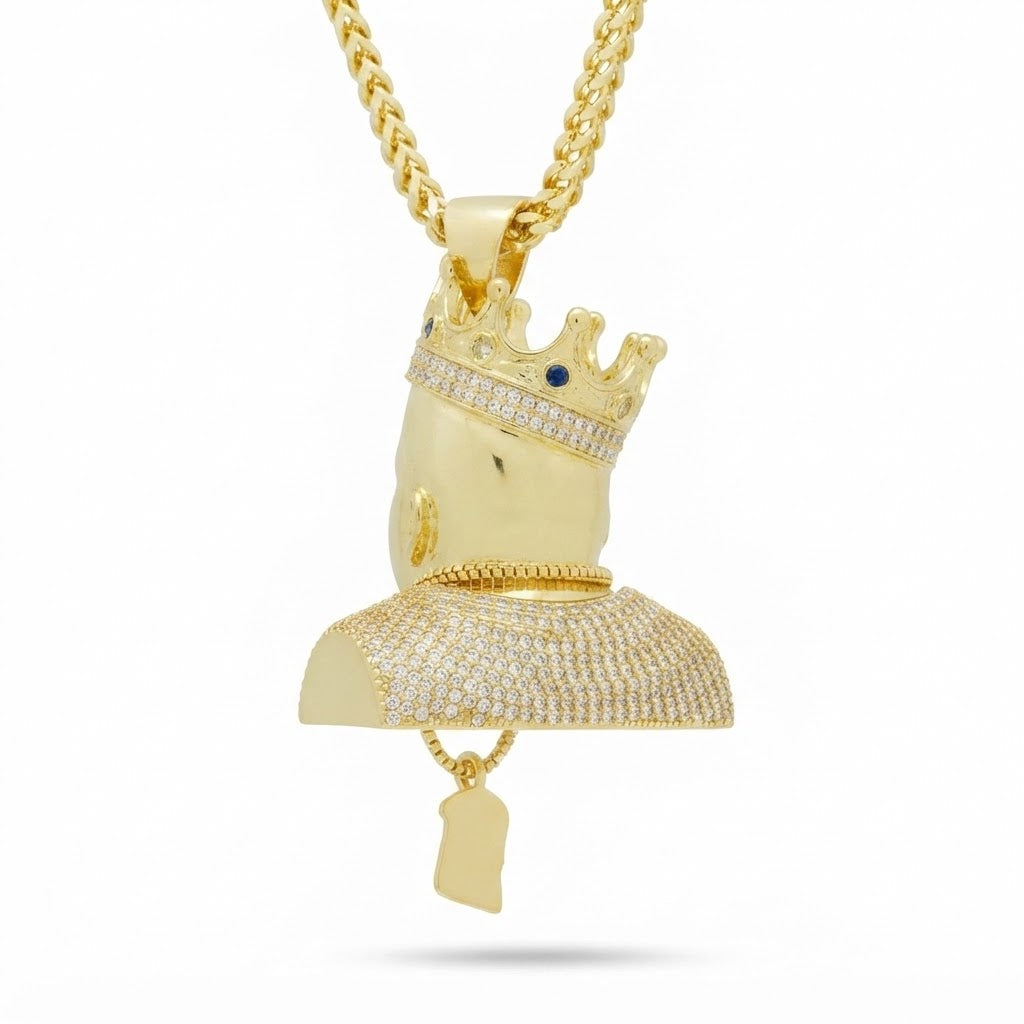 Crowned King Face Diamond Pendant