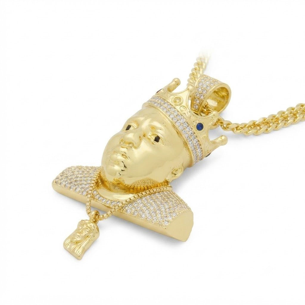 Crowned King Face Diamond Pendant
