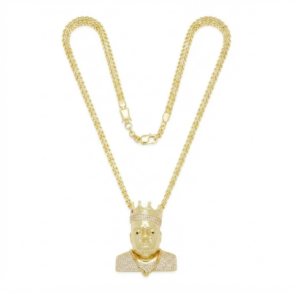Crowned King Face Diamond Pendant